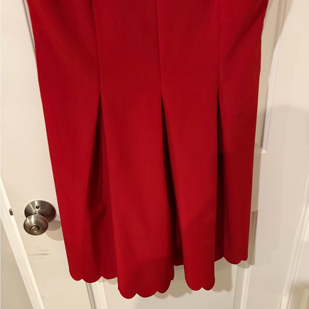 Banana Republic Fit and Flare Red Scalloped Dress Size 14 - Picture 3 of 7